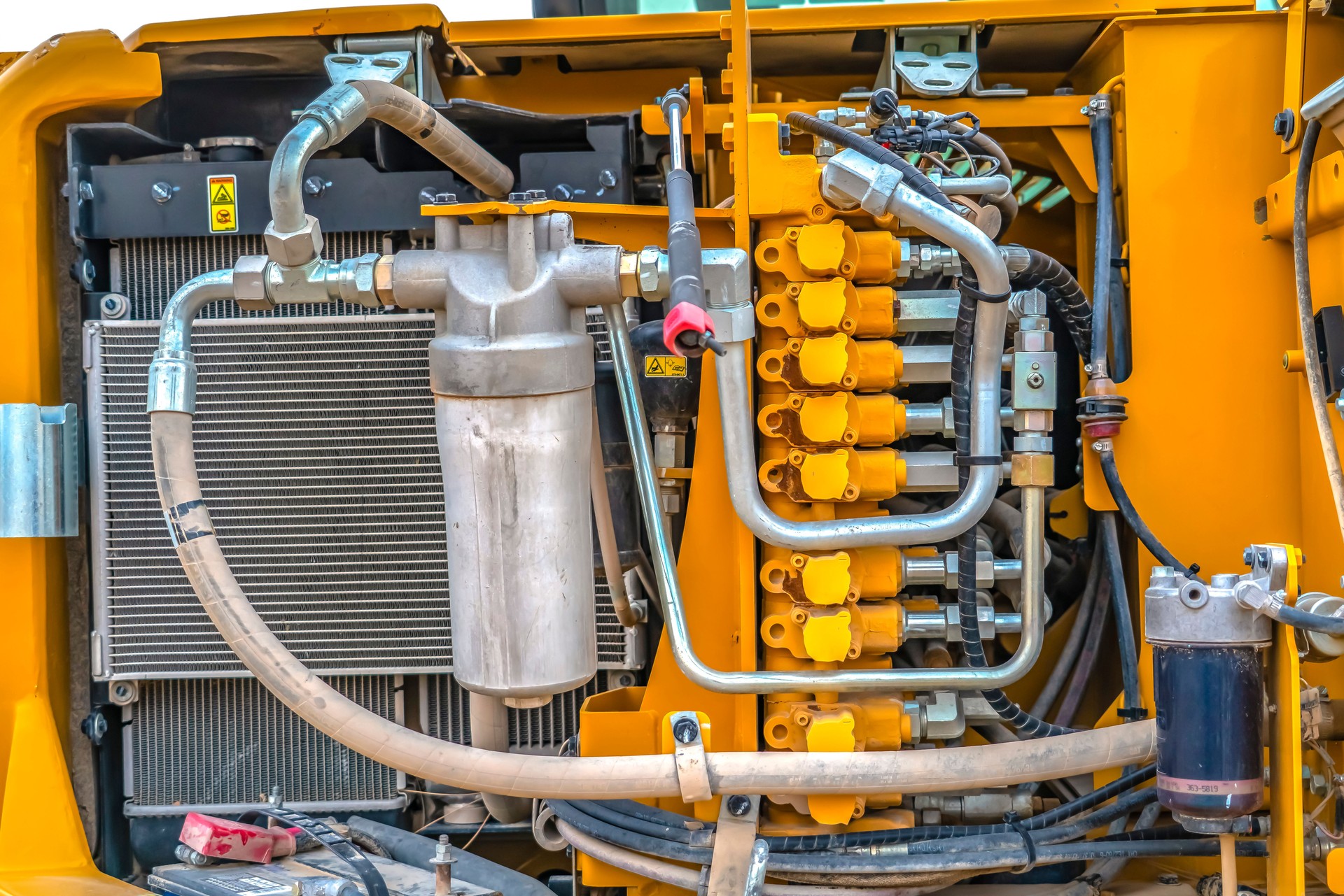 Détails du moteur qui donne le pouvoir à une machinerie de construction